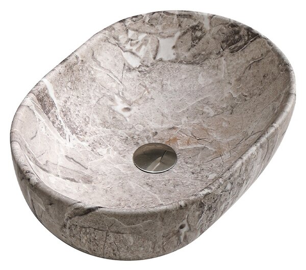 BPS-koupelny Keramické umyvadlo na desku NEO MAR2 480 48x34,5 cm, šedý mramor