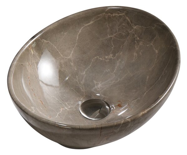 BPS-koupelny Keramické umyvadlo na desku LUMO MAR8 405 40,5x30 cm, hnědý mramor