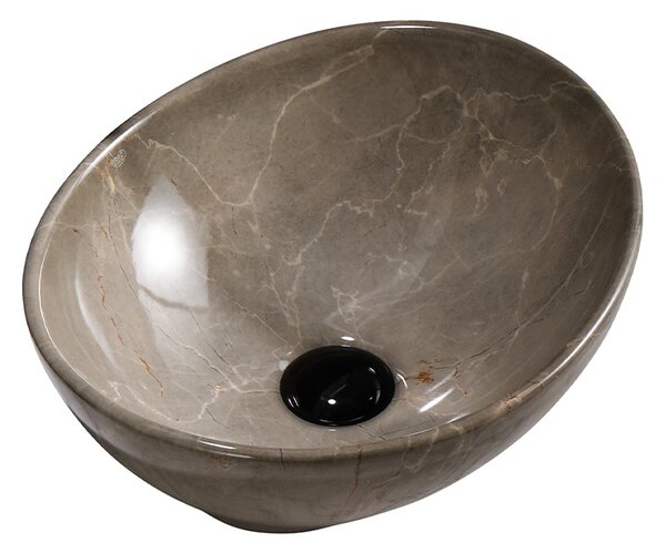 BPS-koupelny Keramické umyvadlo na desku LUMO MAR8 405 40,5x30 cm, hnědý mramor