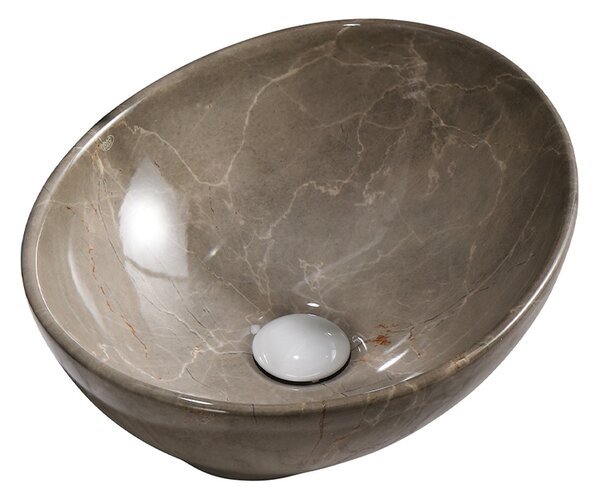 BPS-koupelny Keramické umyvadlo na desku LUMO MAR8 405 40,5x30 cm, hnědý mramor