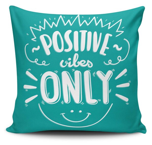 ASIR Povlak na polštář NKLF-322 tyrkysový Positive Vibes Only