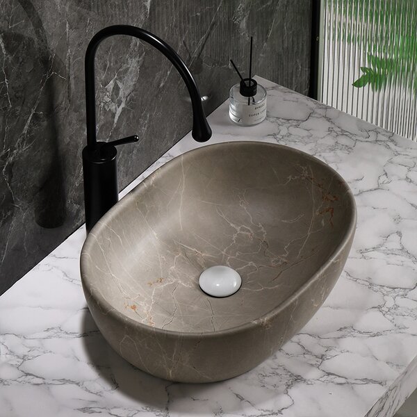 BPS-koupelny Keramické umyvadlo na desku NEO MAR9 480 48x34,5 cm, béžový mramor