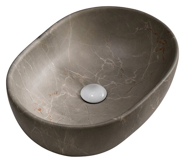 BPS-koupelny Keramické umyvadlo na desku NEO MAR9 480 48x34,5 cm, béžový mramor