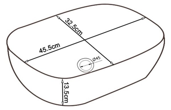 BPS-koupelny Keramické umyvadlo na desku MILO WH MOD1 455 45,5x32,5 cm, bílé/zlato-stříbrný dekor