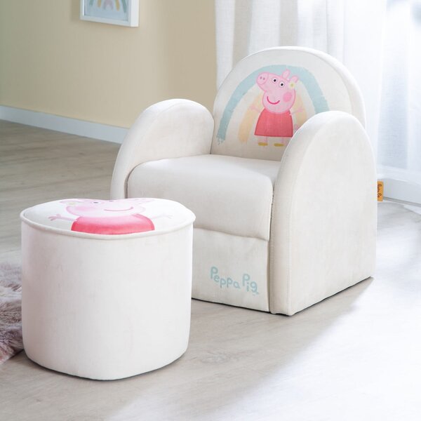 Bílé sametové dětské křesílko Peppa Pig – Roba