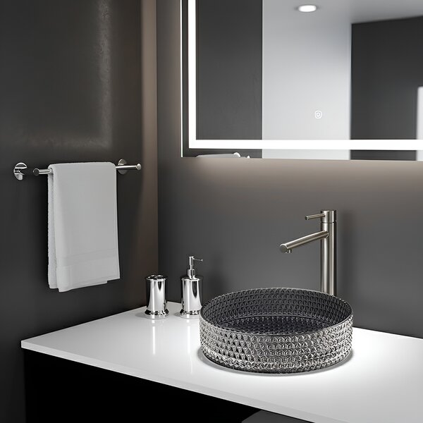 BPS-koupelny Skleněné umyvadlo na desku BRILLANT1 BL PL 360 36x12 cm, platina lesk