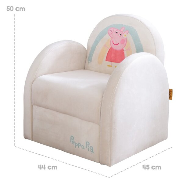 Bílé sametové dětské křesílko Peppa Pig – Roba
