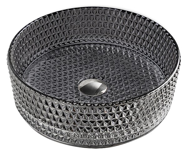BPS-koupelny Skleněné umyvadlo na desku BRILLANT1 BL PL 360 36x12 cm, platina lesk