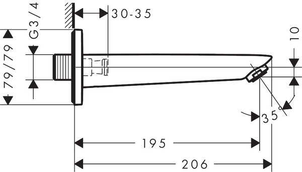 Hansgrohe Logis - Vanový výtok 195 mm, černá matná 71410670
