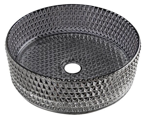 BPS-koupelny Skleněné umyvadlo na desku BRILLANT1 BL PL 360 36x12 cm, platina lesk