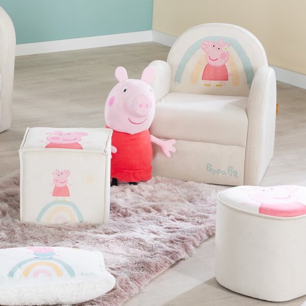 Bílé sametové dětské křesílko Peppa Pig – Roba