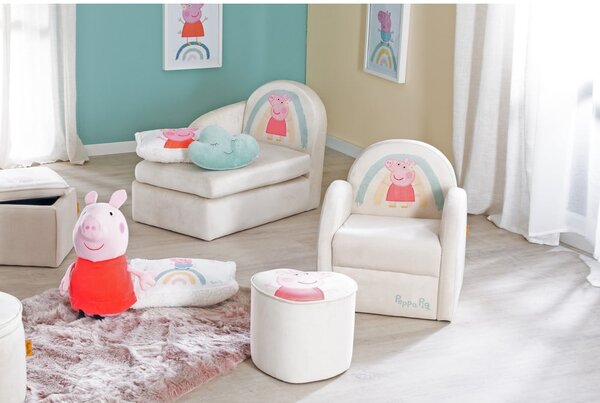 Bílé sametové dětské křesílko Peppa Pig – Roba