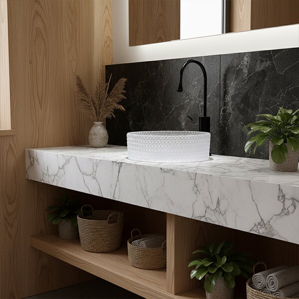 BPS-koupelny Skleněné umyvadlo na desku BRILLANT1 WH 400 40x12 cm, mat