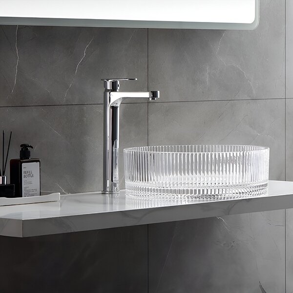 BPS-koupelny Skleněné umyvadlo na desku BRILLANT2 TR 360 36x12 cm, transparent