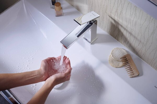 Hansgrohe Tecturis E Páková umyvadlová baterie 110 EcoSmart+ bez odtokové soupravy, chrom 73011000