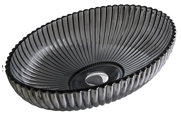 BPS-koupelny Skleněné umyvadlo na desku BRILLANT3 BL PL 510 51x35 cm, platina lesk