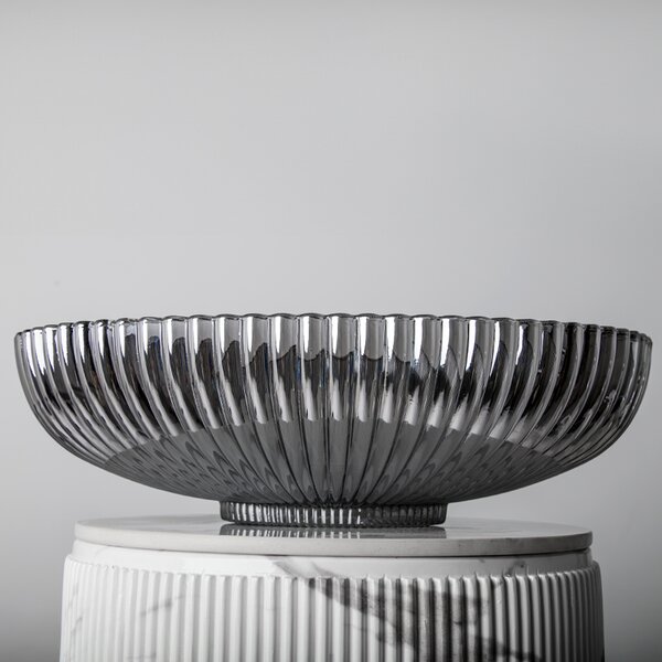 BPS-koupelny Skleněné umyvadlo na desku BRILLANT3 BL PL 510 51x35 cm, platina lesk