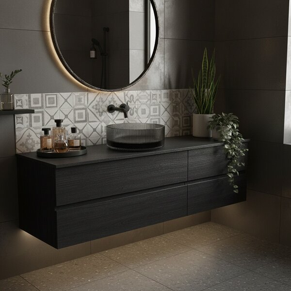 BPS-koupelny Skleněné umyvadlo na desku BRILLANT2 BL 360 36x12 cm, černá