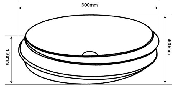 BPS-koupelny Keramické umyvadlo na desku STAR BL GL 600 60x40 cm, černo / zlaté