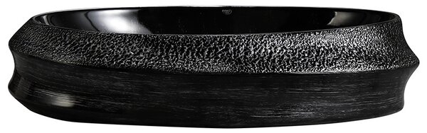 BPS-koupelny Keramické umyvadlo na desku STAR BL SV 600 60x40 cm, černo / stříbrné