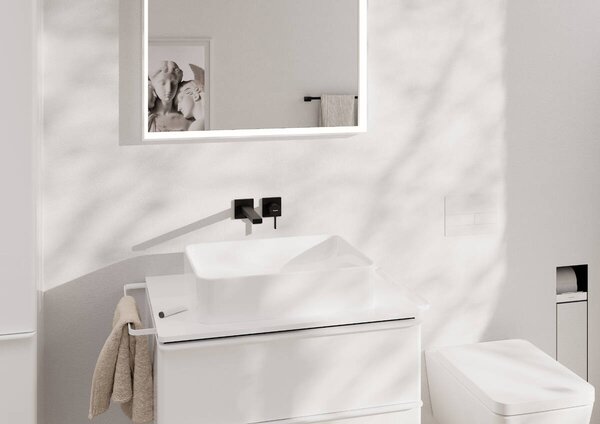 Hansgrohe Tecturis E Páková umyvadlová baterie pod omítku, montáž na stěnu EcoSmart+ s výtokem 22,5 cm, matná černá 73051670