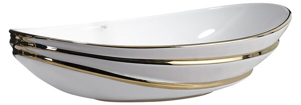 BPS-koupelny Keramické umyvadlo na desku LAVI WH GL LN 625 62x36 cm, bílá / zlatá lesk