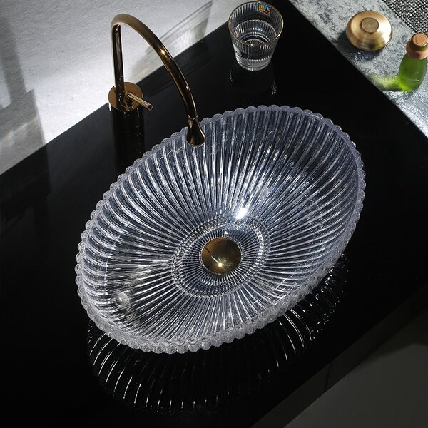 BPS-koupelny Skleněné umyvadlo na desku BRILLANT3 TR 510 51x35 cm, transparent