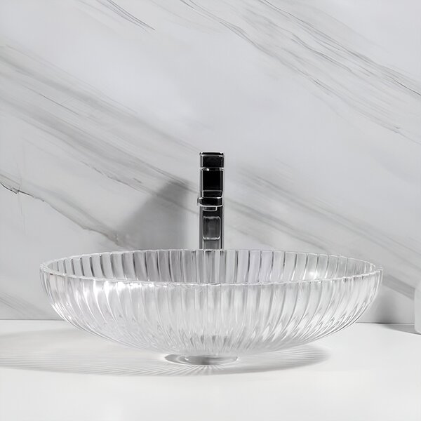 BPS-koupelny Skleněné umyvadlo na desku BRILLANT3 TR 510 51x35 cm, transparent