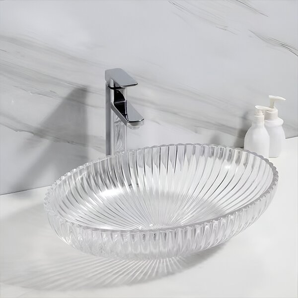 BPS-koupelny Skleněné umyvadlo na desku BRILLANT3 TR 510 51x35 cm, transparent