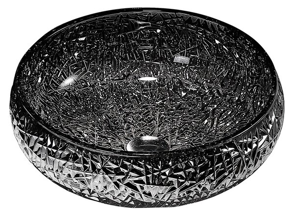 BPS-koupelny Skleněné umyvadlo na desku BRILLANT4 BL 410 41x12 cm, černé lesk