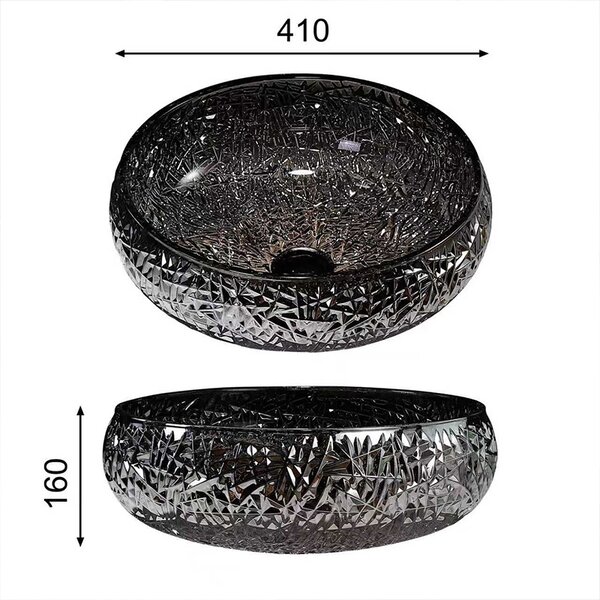 BPS-koupelny Skleněné umyvadlo na desku BRILLANT4 BL 410 41x12 cm, černé lesk