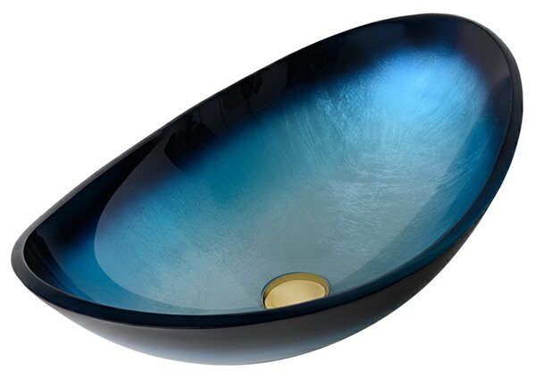 BPS-koupelny Keramické umyvadlo na desku LAVI BU BL 530 54x37 cm, modré lesk