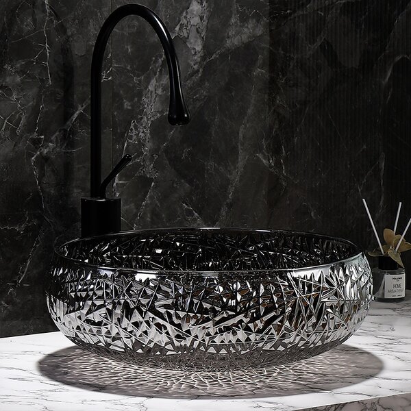 BPS-koupelny Skleněné umyvadlo na desku BRILLANT4 BL 410 41x12 cm, černé lesk