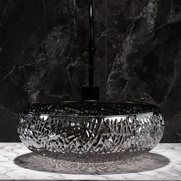 BPS-koupelny Skleněné umyvadlo na desku BRILLANT4 BL 410 41x12 cm, černé lesk