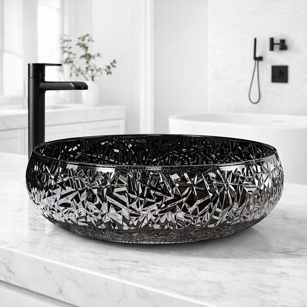 BPS-koupelny Skleněné umyvadlo na desku BRILLANT4 BL 410 41x12 cm, černé lesk