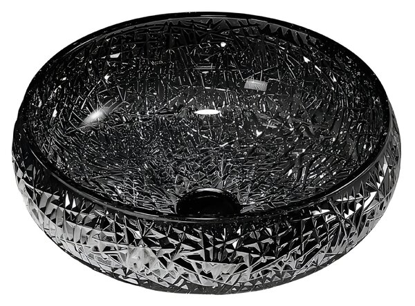 BPS-koupelny Skleněné umyvadlo na desku BRILLANT4 BL 410 41x12 cm, černé lesk
