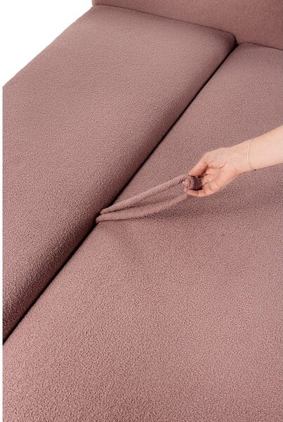 Světle růžová rozkládací pohovka z textilie bouclé 247 cm Quinoa – Bonami Selection
