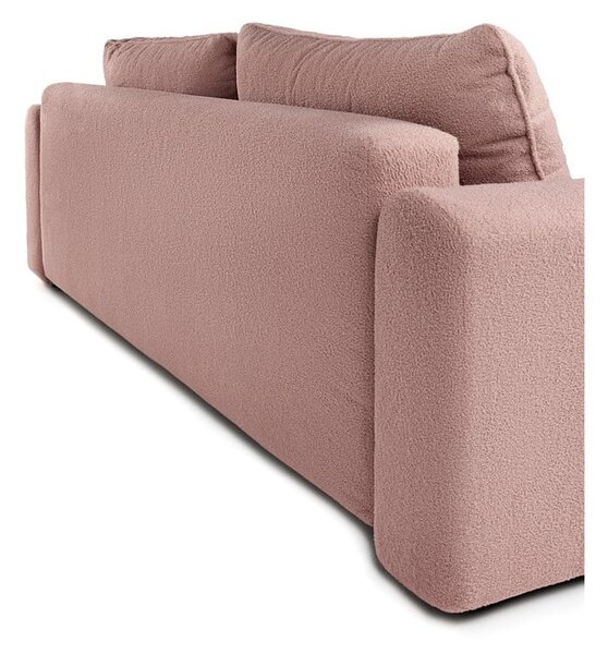 Světle růžová rozkládací pohovka z textilie bouclé 247 cm Quinoa – Bonami Selection