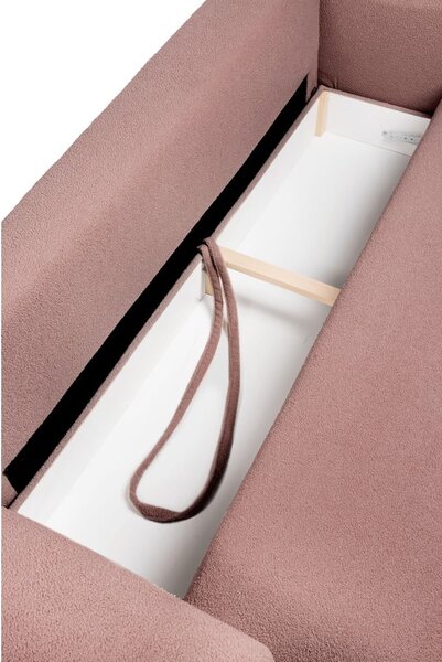 Světle růžová rozkládací pohovka z textilie bouclé 247 cm Quinoa – Bonami Selection