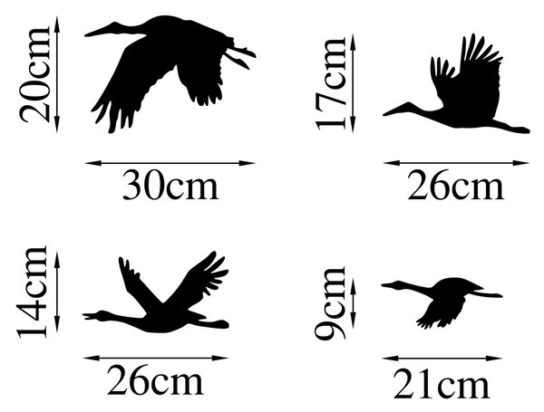 ASIR Nástěnná dekorace kovová STORK let práků 4 kusy