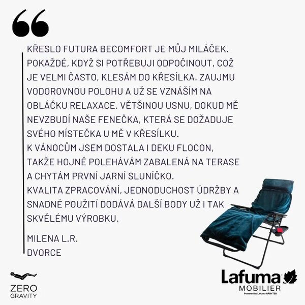 Relaxační křeslo Lafuma FUTURA BeComfort hnědá Moka – ZERO GRAVITY, nosnost 140 kg