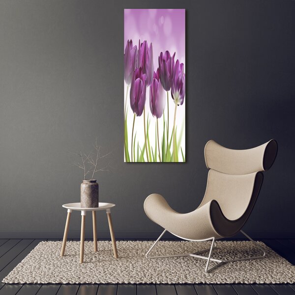 Vertikální Foto obraz na plátně Fialové tulipány ocv-52340543