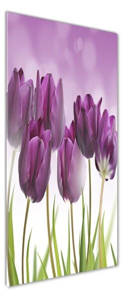 Vertikální Fotoobraz na skle Fialové tulipány osv-52340543