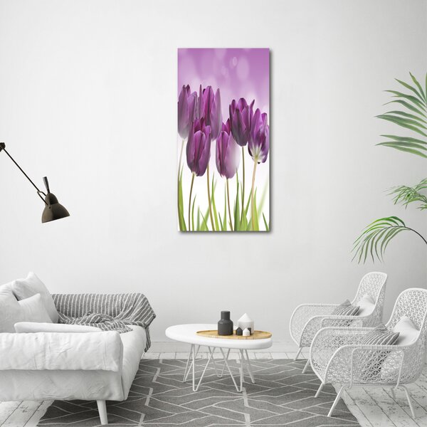 Vertikální Foto obraz na plátně Fialové tulipány ocv-52340543