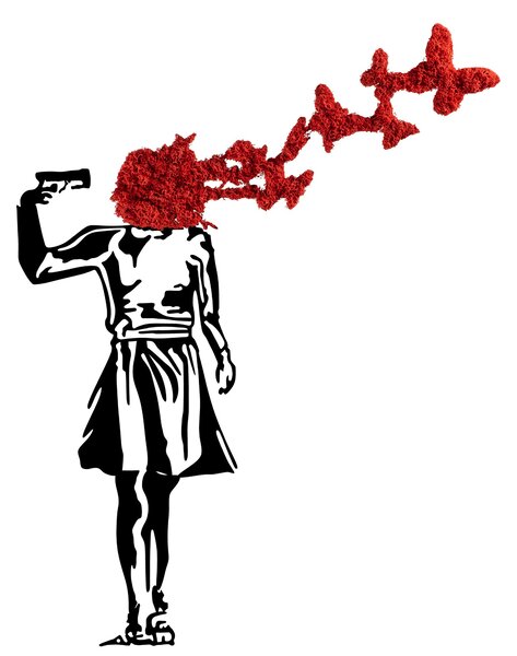 ASIR Nástěnná dekorace kovová BANKSY Znovu narození, černá a červená