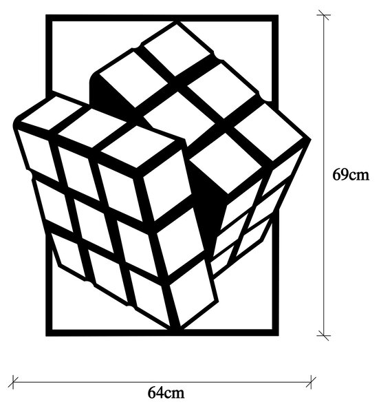 ASIR Nástěnná dekorace kovová RUBIK'S CUBE černá