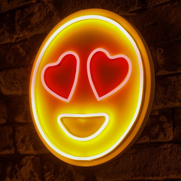 ASIR Nástěnná LED dekorace LOVE SMILE smajlík se srdíčky