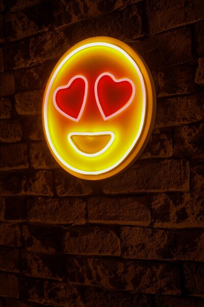 ASIR Nástěnná LED dekorace LOVE SMILE smajlík se srdíčky