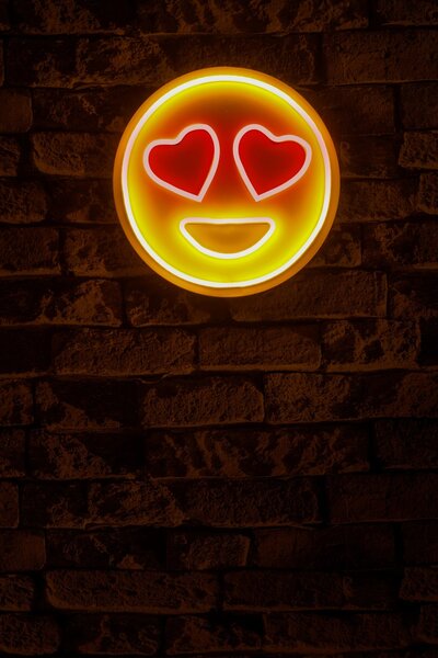 ASIR Nástěnná LED dekorace LOVE SMILE smajlík se srdíčky