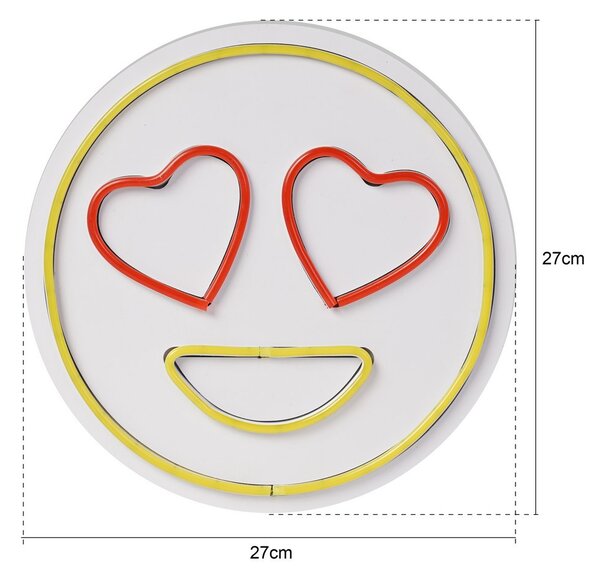 ASIR Nástěnná LED dekorace LOVE SMILE smajlík se srdíčky